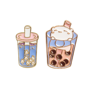 Personalizzato cute cat smalto duro pins, bolla tè al latte distintivo, animale del fumetto boba risvolto pin dell'emblema del distintivo <span class=keywords><strong>giacca</strong></span> promozione accessorio - Product Image 3