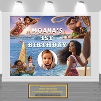 Décoration de fête d'anniversaire pour enfants sur le thème de Moana, merveille océanique moderne, affiche, impression numérique, fond photo, panneau KT