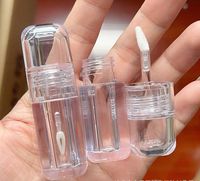 Tubes de gloss à lèvres carrés transparents à faible MOQ, étiquette privée, tubes d'huile à lèvres à gros pinceau, flacons de gloss à lèvres vides en plastique pour cosmétiques