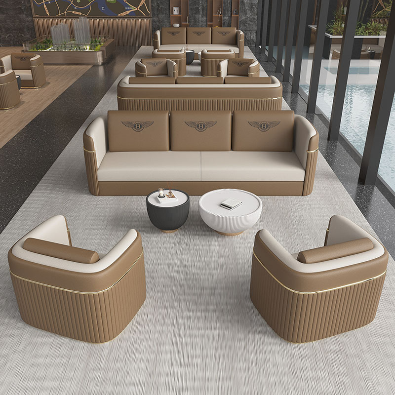 220 cm de largo, juego para cuatro personas + mesa de centro 1+1 (marrón)