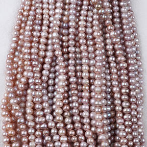 Perles de culture d'eau douce ovales naturelles Zhuji 7-8 mm, couleur violet punch, pour collier et bracelet DIY, vente en gros en vrac - Product Image 4