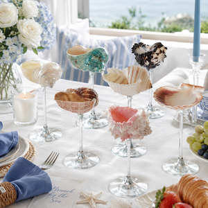 Décorations de fête de mariage Pafu, faites à la main, en coquillages naturels, style côtier, centre de table, verre à vin en coquillages côtiers - Product Image 3