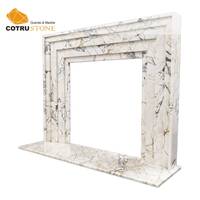 Encadrement de Cheminée en Marbre Calacatta Viola, Fabrication Directe d'Usine, Cadre de Cheminée en Pierre Naturelle Personnalisé pour Résidences et Hôtels