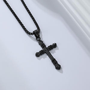 Stainless Steel <b>Cross</b> Necklace For Men Themed Pendant Sweater <b>Chain</b> Jewelry - Product Image 4