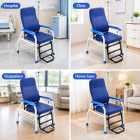 Fauteuil inclinable médical pour donneur de sang avec barre télescopique pour perfusion intraveineuse et accoudoirs rembourrés pour les zones d'infusion en milieu clinique