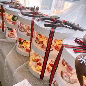 Clear Round Cupcake Packaging Box Double Layer Packaging Afternoon Tea Mousse Dessert Packaging cake Box