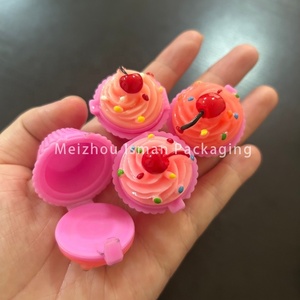 ISMAN Mini mignon noël rose cosmétique tasse gâteau boîtier en plastique pot fantaisie baume à lèvres gommage conteneur emballage 2g <span class=keywords><strong>pour</strong></span> enfants et filles - Product Image 4