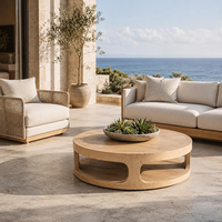 Table basse d'extérieur moderne en bois massif, table ronde pour le thé, mobilier de jardin, de patio, de resort, de plage, vente en gros, sur mesure