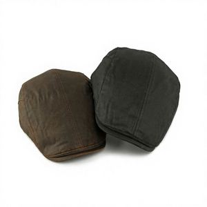 หมวกเบเร่ต์ทรงแบนสไตล์อังกฤษสำหรับผู้ชาย คอลเลคชั่นฤดูใบไม้ร่วง-ฤดูหนาว ผ้าฝ้ายฟอก พร้อมสายยางยืด - Product Image 2