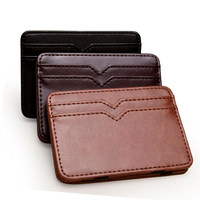 Portefeuille Magique en Cuir PU, Porte-Monnaie, Porte-Cartes, Portefeuille Fin à Rabat Élastique, Poche Zippée, Minimaliste, Cadeau pour Femmes et Hommes
