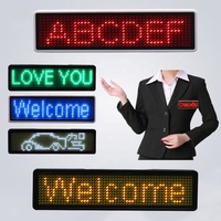 Pantalla LED Programable Personalizada con Mensajes Desplazables, Letrero LED Recargable, Mini Insignia LED