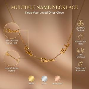 สร้อยคอเหล็กกล้าไร้สนิมชุบ PVD 18K สลัก<span class=keywords><strong>ชื่อ</strong></span>ได้หลายชื่อ แฟชั่นทันสมัย ของขวัญสำหรับเธอ - Product Image 1