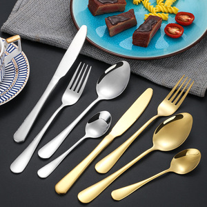Juego de Cuchillo, Tenedor y Cuchara de Acero Inoxidable 304, Vajilla Occidental Chapada en Oro, 4 Piezas, Apta para Lavavajillas - Product Image 3