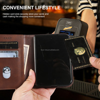 Étui de téléphone pliable en cuir PU de qualité supérieure, antichoc, avec fente pour cartes et support, pour iPhone Duo