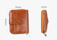 Dompet Multi-Kartu Pria Fashion Dompet Pendek Kulit Minyak Lilin PU Antik Dompet Koin Ritsleting Uniseks Dompet Pria Tempat Kartu Pria