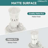 Filament d'imprimante 3D Creality CR PLA Mat 1,75 mm 1 kg, surface mate, lignes de couche moins visibles pour l'impression FDM artistique et décorative