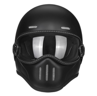 Casque de moto rétro japonais à coque compacte avec visière argentée, casque de protection vintage pour moto