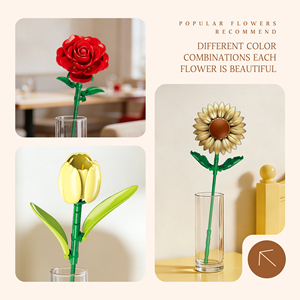 Regalos para el Día de San Valentín 2026, Ramo de Flores Artificiales de Plástico, Bloques de Construcción Decorativos, Mini Rosas, Tulipanes, Girasoles, Ladrillos Florales - Product Image 5