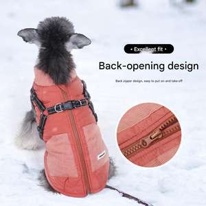 Manteau pour animaux de compagnie en gros avec harnais nouvelle veste chaude pour chien à col roulé réfléchissant veste de neige pour chien habit de neige vêtements pour grands chiens à deux pattes - Product Image 2