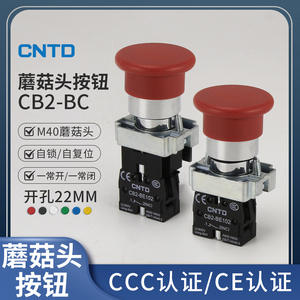 Interruptor de Botón Pulsador Autoblocante CNTD Changde Electric CB2-BC42 con Luz Indicadora, Diseño de Cabeza de Hongo, Longitud Personalizada, Plástico - Product Image 5