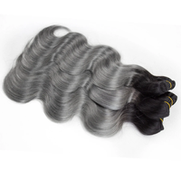 Populaire noir mélangé gris naturel sel poivre brut vierge brésilien Remy cheveux humains 8-28 pouces Machine Double trame fermeture frontale