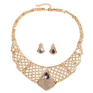Conjunto de collar y pendientes exagerados de moda para mujer, estilo europeo y estadounidense, cadena de aleación con flores, accesorios para novias - Product Image 5