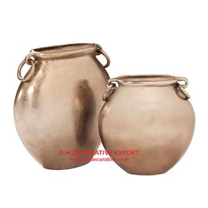 Centre de table pour la maison, vase à fleurs en métal, finition antique, pot à fleurs décoratif en aluminium pour la décoration de mariage - Product Image 3