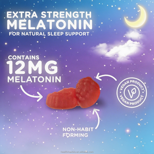 Nhãn hiệu riêng Vegan ngủ Gummies tối đa sức mạnh hỗ trợ giấc ngủ 12mg Melatonin cải thiện giấc ngủ Melatonin Gummy - Product Image 5