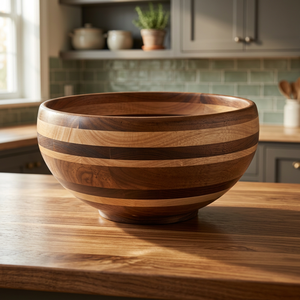 Vintage Polished Eco-Friendly Mango Wood Handmade Dishwasher Safe Reusable Lightweight 0.4kg Serving <b>Bowl</b> Salad <b>Pasta</b> Parties - Product Image 1