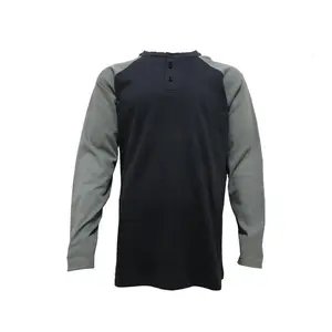 100% Katoenen Lange Mouw Henley T-Shirts Brandvertragers Jersey Breien Fr Vlambestendig Heren Shirts