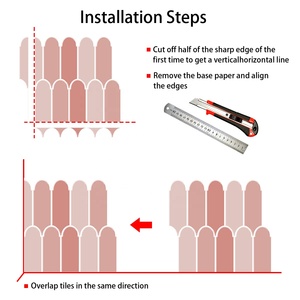 Revestimiento Autoadhesivo de Vinilo con Diseño de Plumas, 12 x 12 Pulgadas, Rosa y Verde (Juego de 10) - Product Image 4
