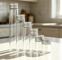 Tabung Kaca Mini 22mm 5ml 10ml 15ml 20ml 25ml 30ml Botol Vial Penyimpanan Kaca Bening untuk Bubuk/Hadiah