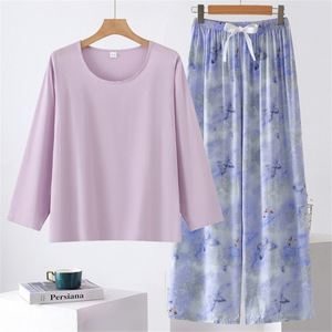 Ensemble décontracté deux pièces pour femme : haut ample à manches longues et pantalon large imprimé – Idéal printemps-automne - Product Image 1