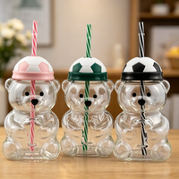 Tasse à café en verre borosilicate personnalisable Ours en peluche de Noël 2026, 20 oz, avec couvercle résistant à la chaleur et paille, compatible lave-vaisselle et micro-ondes