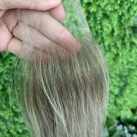 Extensiones de Cabello Humano Liso Rubio Ceniza Ombre con Cierre de Encaje, Topper de Cabello con Encaje Suizo HD Transparente, Postizo Natural Invisible para Mujer