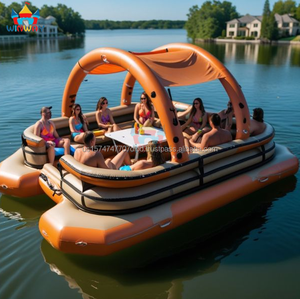 Large Outdoor PVC <b>Inflatable</b> Floating Island 5.8x4.8x3m for 5-20 People Trampoline Vacations Home School & Party Adventures - Product Image 5