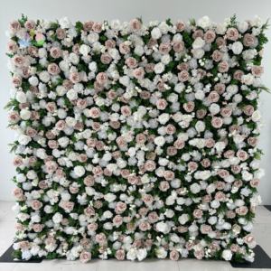 <span class=keywords><strong>E03</strong></span> Hochzeits- und Halloween-Hintergrund-Dekoration Blaue Blumenwand-Paneel Kulisse 3D 5D Rollstoff Weiß-Blaue Seide Künstliche Blumen-Rosen - Product Image 5