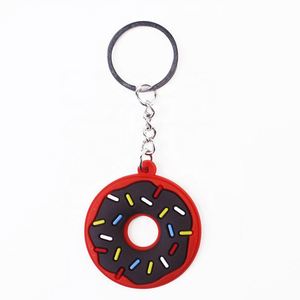 Llavero de goma con forma de donut, diseño de dibujos animados, colgante para mochila, decoración para llaves de coche - Product Image 3