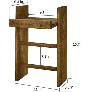 Toallero de madera antiguo para montar en la pared, estante de almacenamiento para baño, almacenamiento para lavabo - Product Image 2