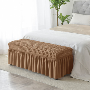Vente en gros de couverture de banc de salle à manger à grille à bulles épaissie <span class=keywords><strong>simple</strong></span> jupe en seersucker 3D housse anti-poussière élastique pour banc de piano ou canapé - Product Image 5