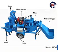 Machine à briques d'argile mobile hydraulique diesel robuste WT2-20M, moteur 18 CV, fabricant de blocs écologiques emboîtables, sans palette nécessaire