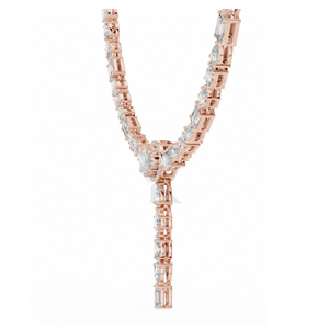 Collier en Y avec diamants de formes variées en or massif 14K, halo ovale, lariat et collier ras-du-cou tennis cascade en diamants de laboratoire, bijoux fins de caractère - Product Image 6