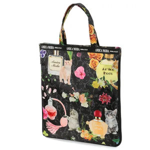 Bolso de Mano con Diseño de Flores y Gatos, Duradero, Plegable, Ligero, de Poliéster, con Cierre, Impermeable, con Correa de Cadena, Capacidad 3L+ - Product Image 5
