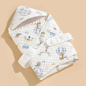 Couverture à capuche pour bébé en coton 100% tissé, super douce, respirante, séchage rapide, en mousseline, portable pour enfants - Product Image 1