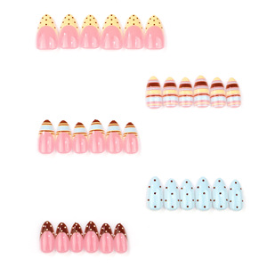 Uñas Postizas de Aleación con Diseño de Rayas Pastel y Puntos, Efecto Ojo de Gato, Ovaladas, para Uso Diario - Product Image 2