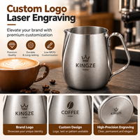 Pichet à lait Kingze OEM 300ml 450ml 600ml en acier inoxydable avec bec en bec d'aigle pour bar à café de marque