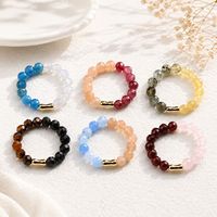 Nouvelle bague unisexe en verre avec pierre naturelle à facettes, design géométrique de niche, accent perlé coloré inspiré de la dopamine, pour le commerce transfrontalier