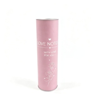 Tube en métal rose romantique personnalisé pour les cadeaux de la Saint-Valentin, les faveurs de mariage et le rangement des fleurs, grande boîte d'emballage cylindrique