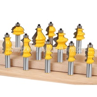 10 pièces moulage personnalisé routeur Bits ensemble carbure conseils Cutter pour le travail du bois avec boîte à bois emballage 1/2 tige logo couleur personnalisée