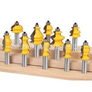 10 buah Set mata bor Router kustom, pemotong ujung karbida untuk pekerjaan kayu dengan kemasan kotak kayu logo pisau 1/2 warna kustom - Product Image 3